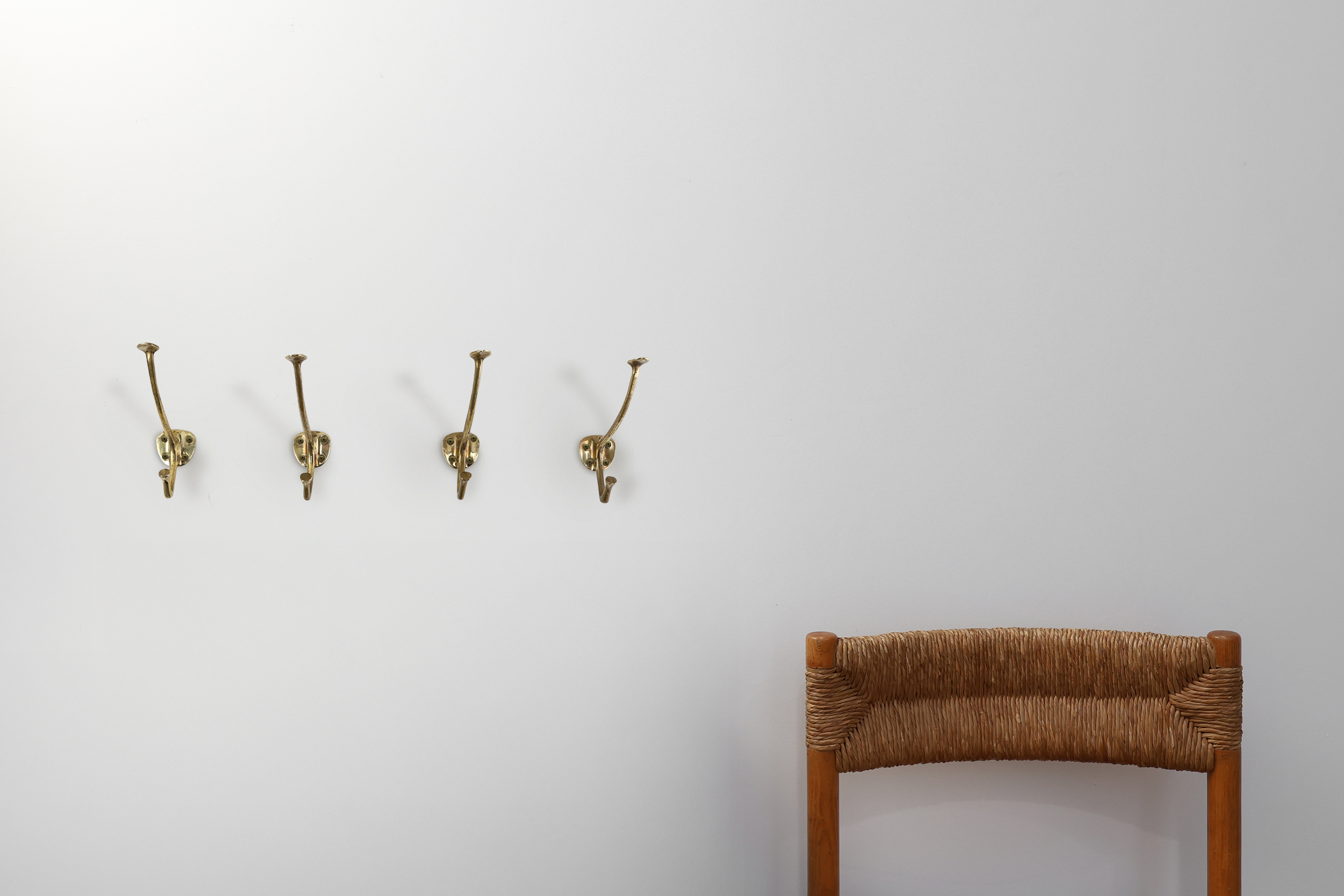 Set of 4 Adolf Loos brass art nouveau wall hooks, Vienna, Austria ca. 1910thumbnail